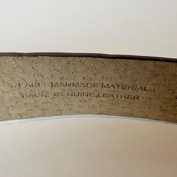 Chicos Vintage Leather Belt Chunky SilverTone Metal Buckle Adjustable Up to 48” - Picture 4 of 8